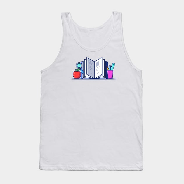 Book With Stationery, Apple And Magnifying Glass Tank Top by Catalyst Labs
